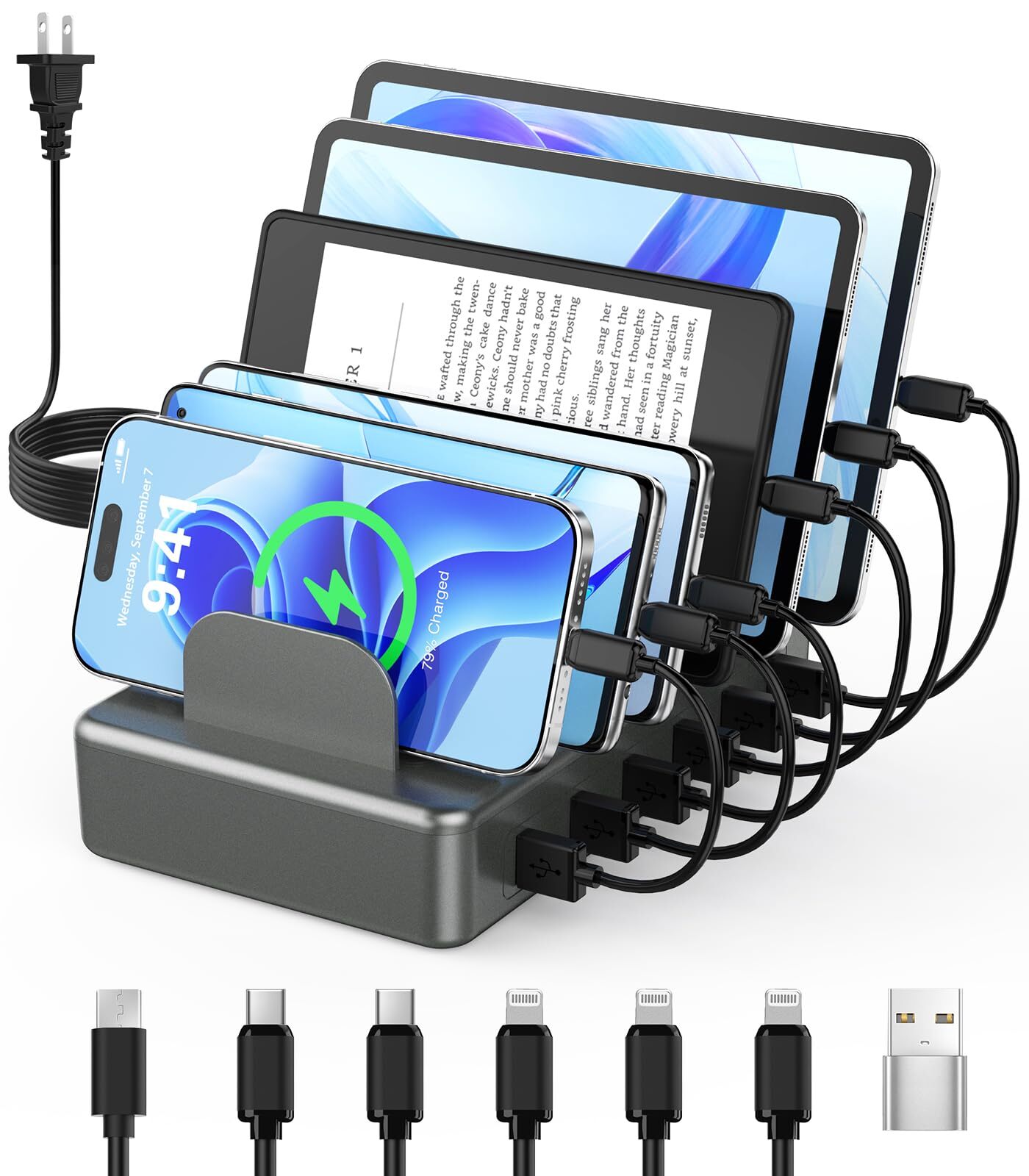 CREATIVE DESIGN 50W Charging Station for Multiple Devices,6 Port Multiple USB...