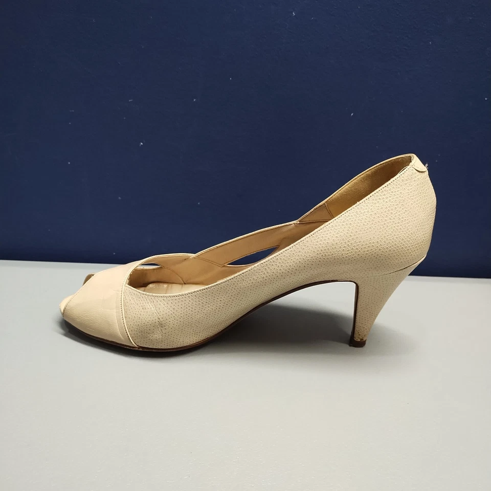 Tacones de salón clásicos Enzo Angiolini para mujer talla 5,5 M cuero tostado punta abierta sin cordones Foto 4 de 4