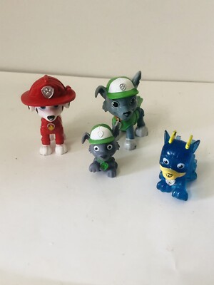 Lot of 4 Mixed Paw Patrol Figure Marshall Rocky Plus Rare Transparent