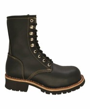 Men's Work Boots Black 9" Logger Oiled Leather WP REDHAWK 901 Size 6-12 (D, M)
