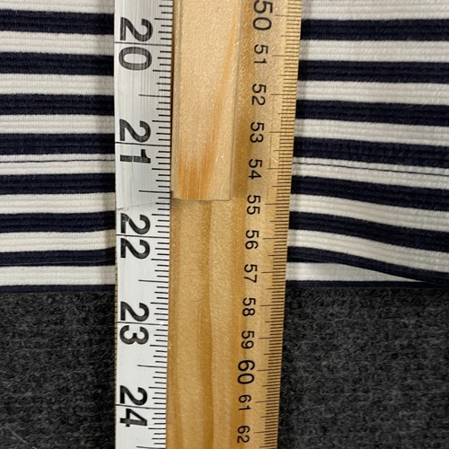 Trenery Womens Large Long Sleeve T-Shirt Navy Blue White Horizontal Stripes Zip - Picture 7 of 10