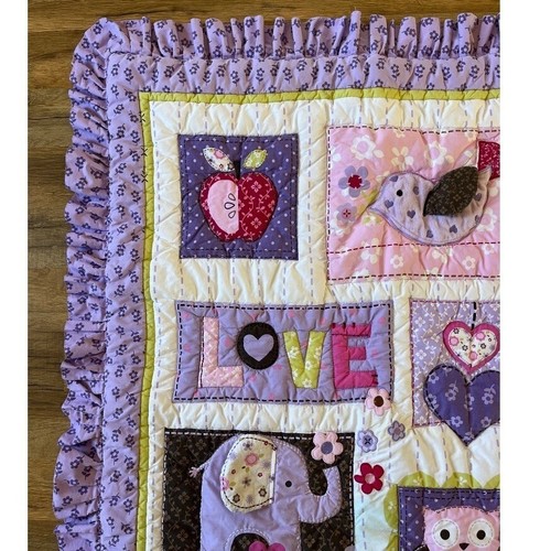 Circo Love N Lilacs Baby Comforter Quilted Ruffled Purple Pink Green Retired HTF - Picture 3 of 13