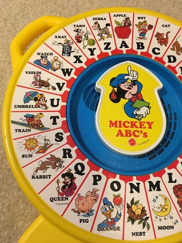 Disney Mickey ABC's See 'N Say Yellow Pull Toy Toddler Educational 1989 Vintage - Picture 11 of 12
