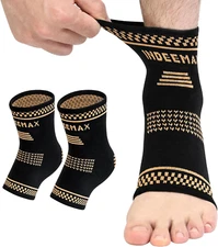 INDEEMAX Copper Ankle Brace for Women Men, Copper Infused Ankle Compression Supp