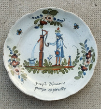 assiette 19ème siècle JOSEPH DEMARNE POMPE ASPIRANTE revolutionnaire ?plate 19th