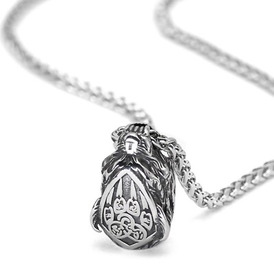 Bear Viking Necklace Silver Stainless Steel Norse Bjorn Claw Berserker Pendant