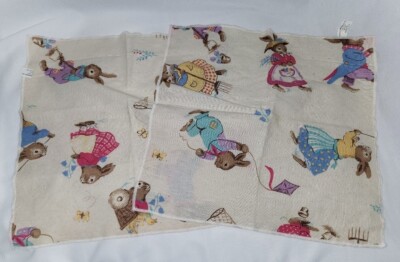 2 VTG 90's Avon Home Fashions Cotton Bunnies Rabbit Easter Hunt 18x18'' Napkins