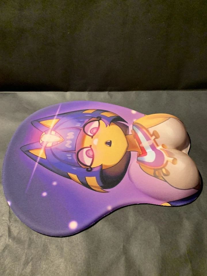 Ankha Purple Cat Sexy Girl Mousepad With Wrist Rest Soft Gaming Pad Unique Rare - Image 3 of 4