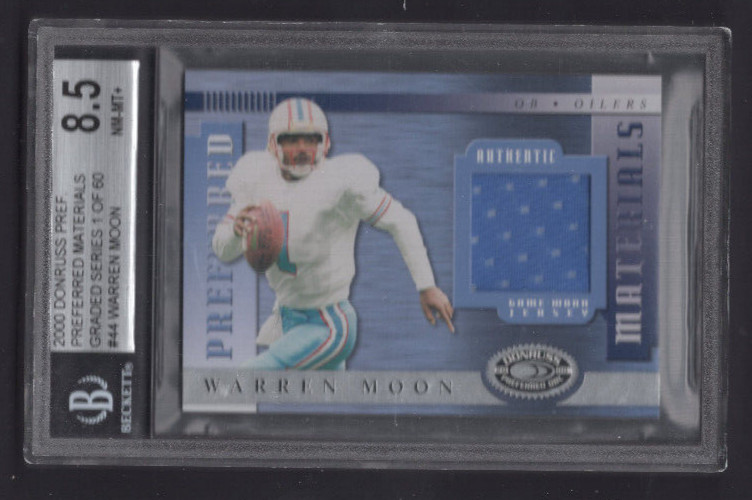 2000 DONRUSS PREFERRED QBC MATERIALS JERSEY BGS GRADED SP 1/60 #44 WARREN MOON
