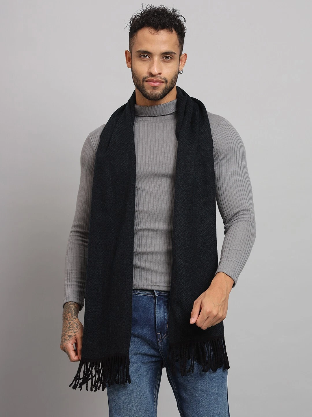 Cashmere Mens Winter Wool Wrap Scarf Solid Scarves Nexk Warm Scarf Green India
