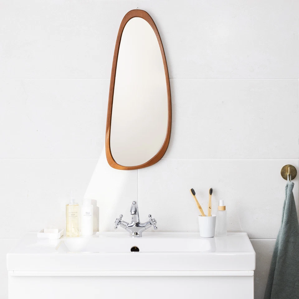 Miroir ovale 24,5x60cm cadre bois de hêtre suspension horizontale verticale - Photo 3/4