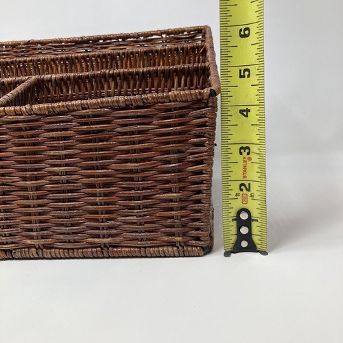 Vintage Brown Wicker Rattan 3 Tier Wall Freestanding Hanging Make-Up Shelf Boho - Picture 5 of 7