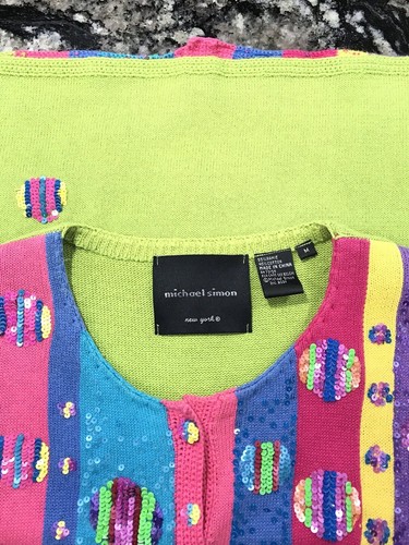 Michael Simon Colorful Easter Cardigan ~ Women’s Medium EUC! - Picture 3 of 7