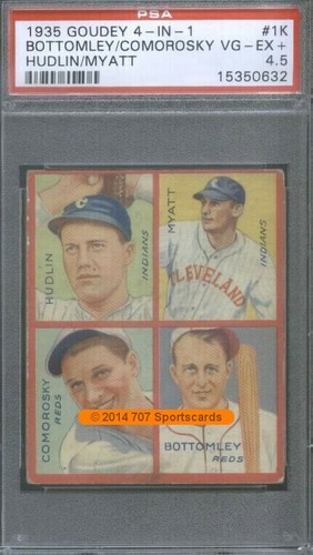 Bottomley, Comorosky, Hudlin, Myatt #1K 1935 Goudey 4 in 1 card