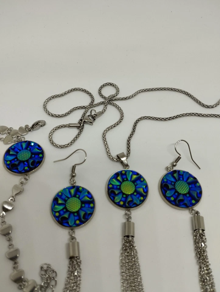 Damen Scmuck Set aus Edelstahl Anti Allergen✔ Halskette + Ohrringe+Armband - Bild 4 von 4