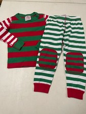 HANNA ANDERSSON ORGANIC COTTON HOLIDAY STRIPED LONG JOHNS PAJAMAS 90 3T 3