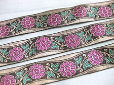 Woven Ribbon Trim Flower Vines Floral Bronze Various Colours 40mm Wide B145E