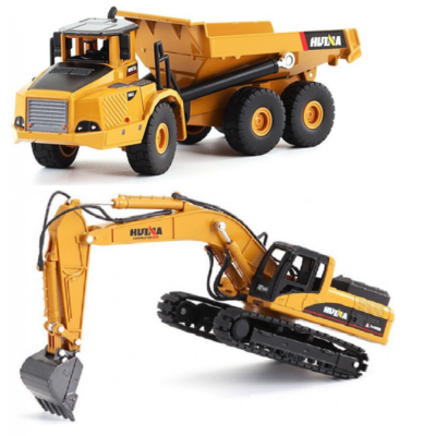 Modèle Statique Bulldozer 1/50 Diecast Huina - Véhicule De Construction Miniature, Avec Lumières LED