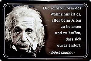 Blechschild Albert Einstein Spruch  Die reinste Form Wahnsinn  Deko Mann Frau