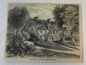1872 magazine engraving~ OLD MANSE OF NATHANIEL HAWTHORNE, Concord,Massachusetts