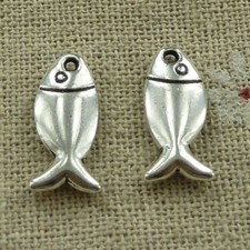 Free Ship 130 pcs tibetan silver fish charms 18X8mm L-3522