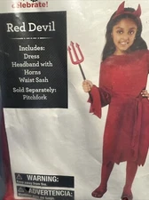 Halloween Costume Girl Red Devil Small 6 New