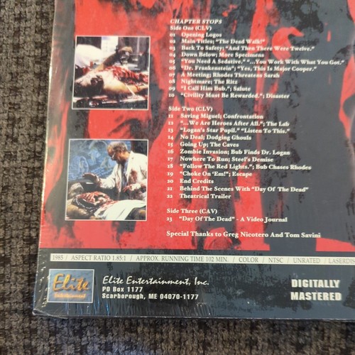 Laserdisc - Day Of The Dead. Elite Entertainment Special Edition. New. Sealed - Picture 7 of 10