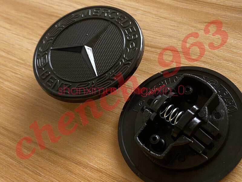 Insignia estrella plana capó negro brillante para Mercedes Benz A B C E S SLK clase 57 mm Foto 3 de 4