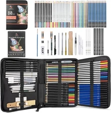 80-Pack Colored Sketching Art Pencil Set with 3-Color Sketchbook and Coloring Bo