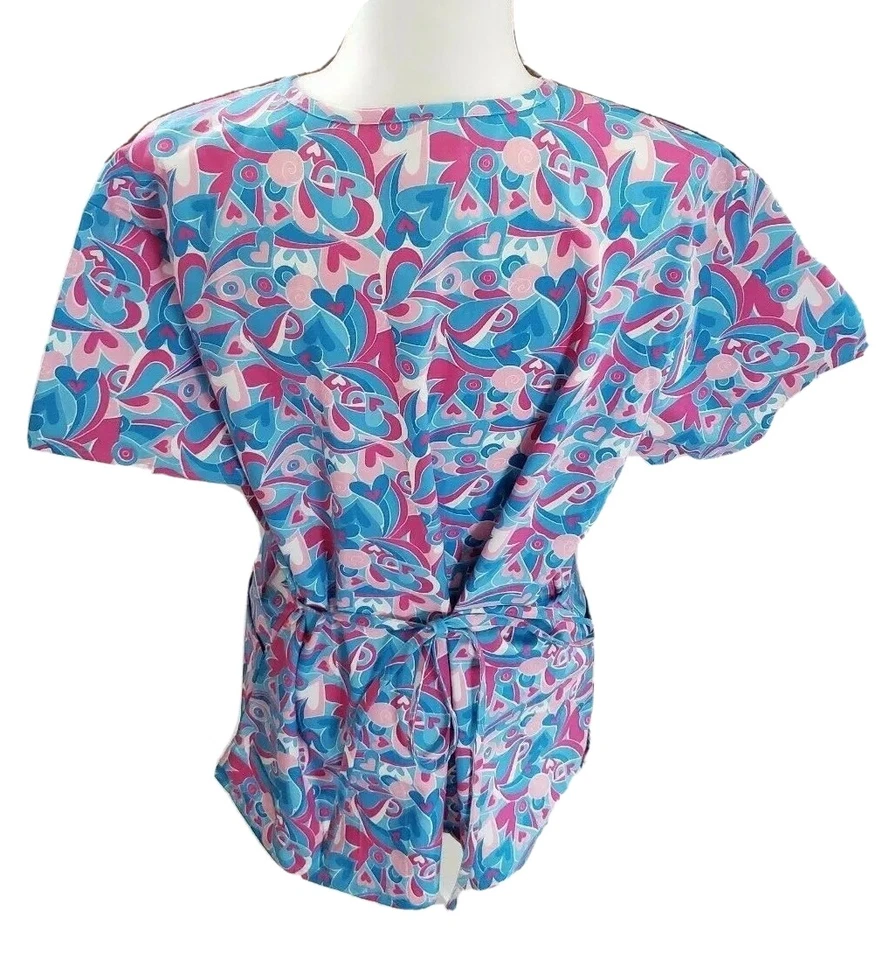 Amanda Scrubs Women's New Short Sleeve Front Pocket V Neck Top Faux Wrap XL - Image 3 of 4