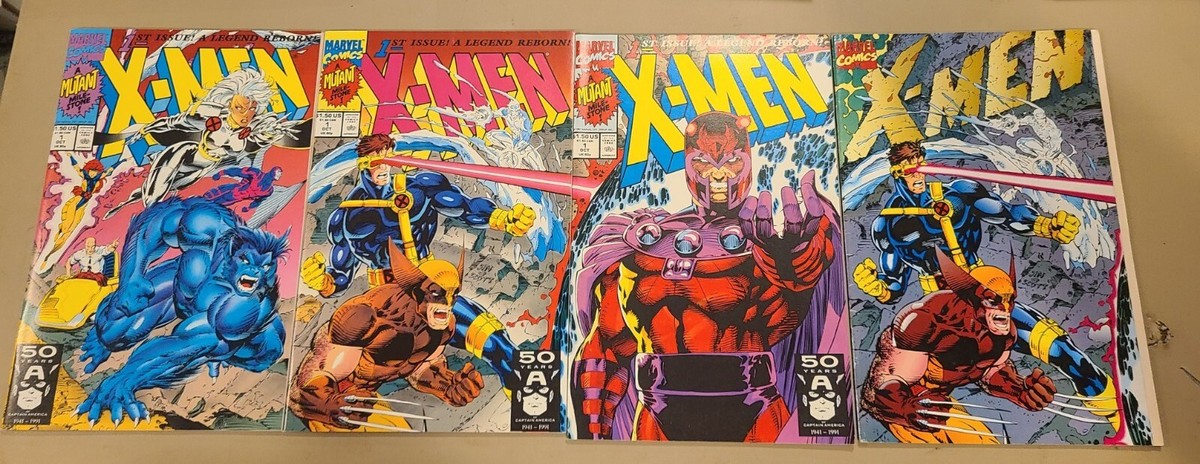 X-Men #1 Connecting Covers 4 Comic Books Marvel 1991 A C D E Jim