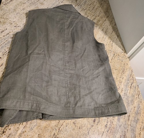 Cynthia Rowley Gilet Moto Zip Donna Taglia M 100% Lino Verde - Foto 11 di 12