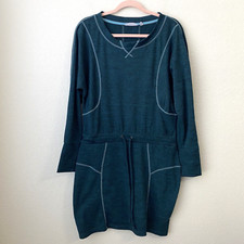 Athleta Dress Women Medium Green Give It Your All Long Sleeve Drawstring Sweater