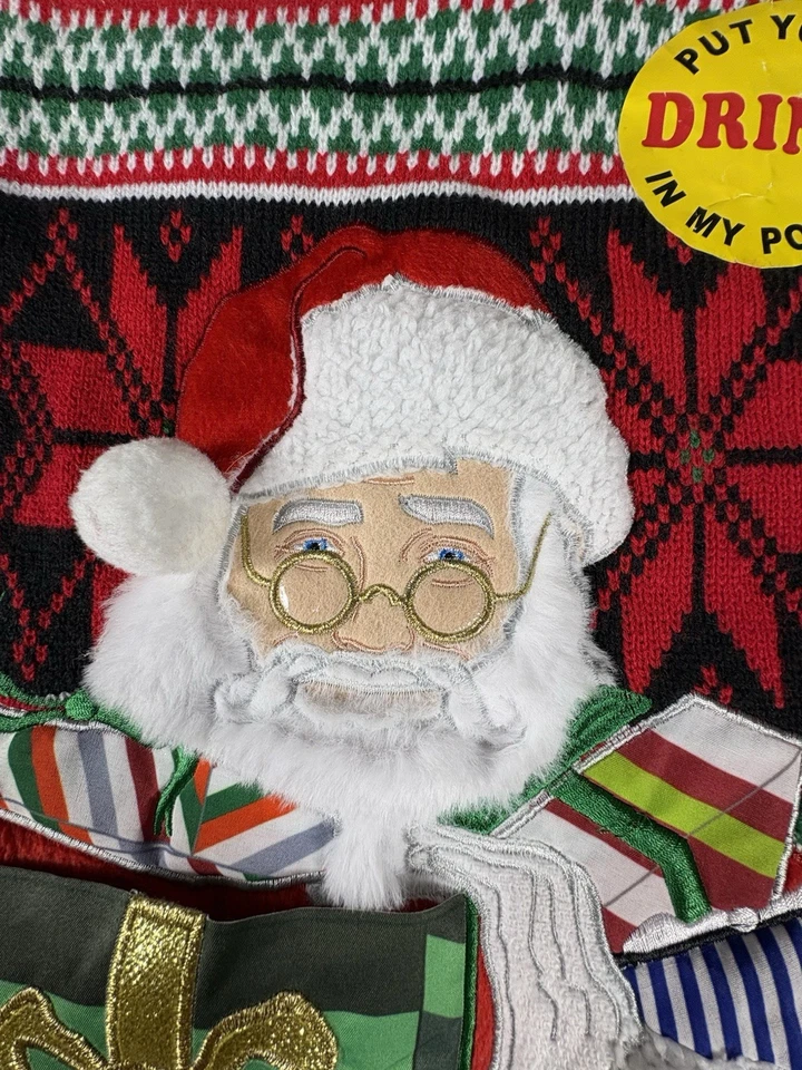 Santa Bebida Bolsa Feo Navidad Suéter Divertido Vacaciones Rojo Verde Para Hombres 3XL Nuevo Foto 2 de 4