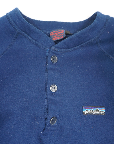 Vintage Patagonia Capilene Sweatshirt Fleece Pullover Men M Blue Henley Made USA - Picture 3 of 4