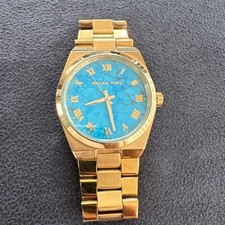 Michael Kors Automatic Watch Turquoise Gold Tone Luxury Style