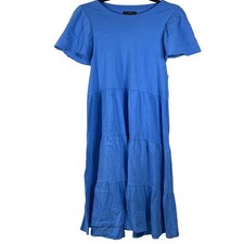 J Crew Womens Royal Blue Short Sleeve Sun Dress Beach Cottagecore Preppy Small