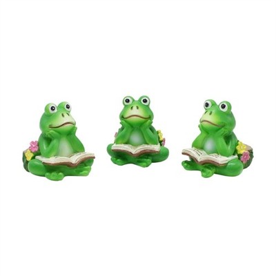 Pack of 3 Creative Frogs Resins Statues Plant Pot Feet Planter Holders Elevator
