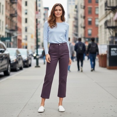 Evelane Size 2 Straight Leg High Rise Cropped Plum Stretch Jeans