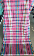 Thai Loincloth Pha Kao Ma Cloth Fabric Kaoma Plaid Vintage Pastel Pink Unisex L