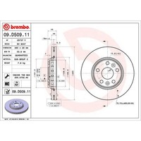 Bremsscheibe Brembo 09.D509.11, Vorne, BelüFtet, Hochkarbonisiert, 1 StüCk