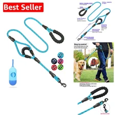 5 FT Reflective Double Handle Dog Leash - Comfortable Padded Rope for Large Dogs