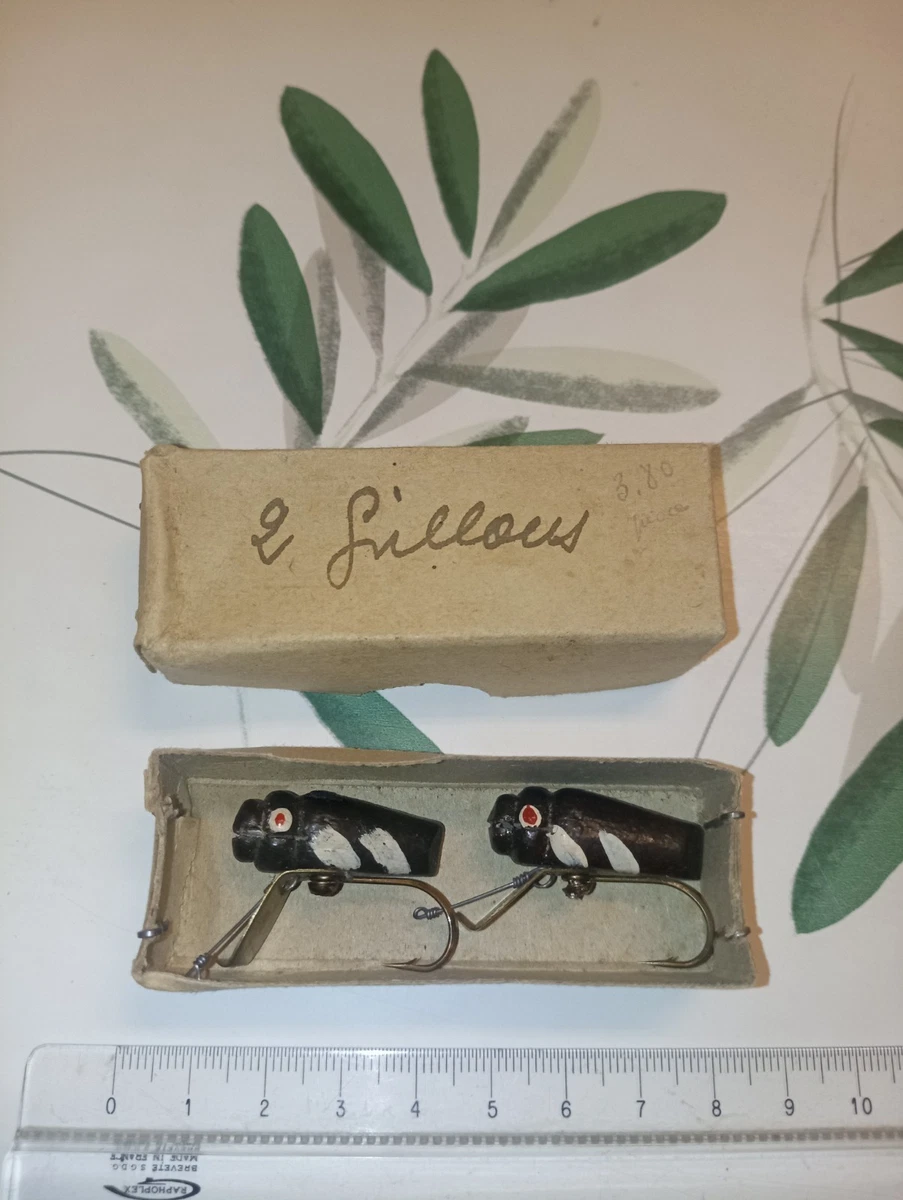 Lot De 2 Leurres Vintage L&S : Miro-Leurre 2 3/4" Et Poisson Casserole 2 1/2" - Grenouille, Noir, Argent