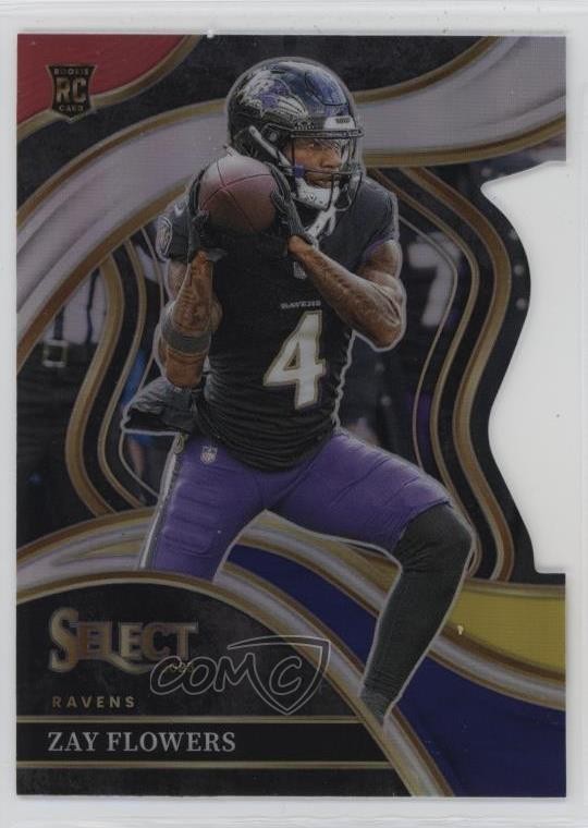 2023 Panini Select Club Level Red & Yellow Prizm Die-Cut Zay Flowers Rookie RC