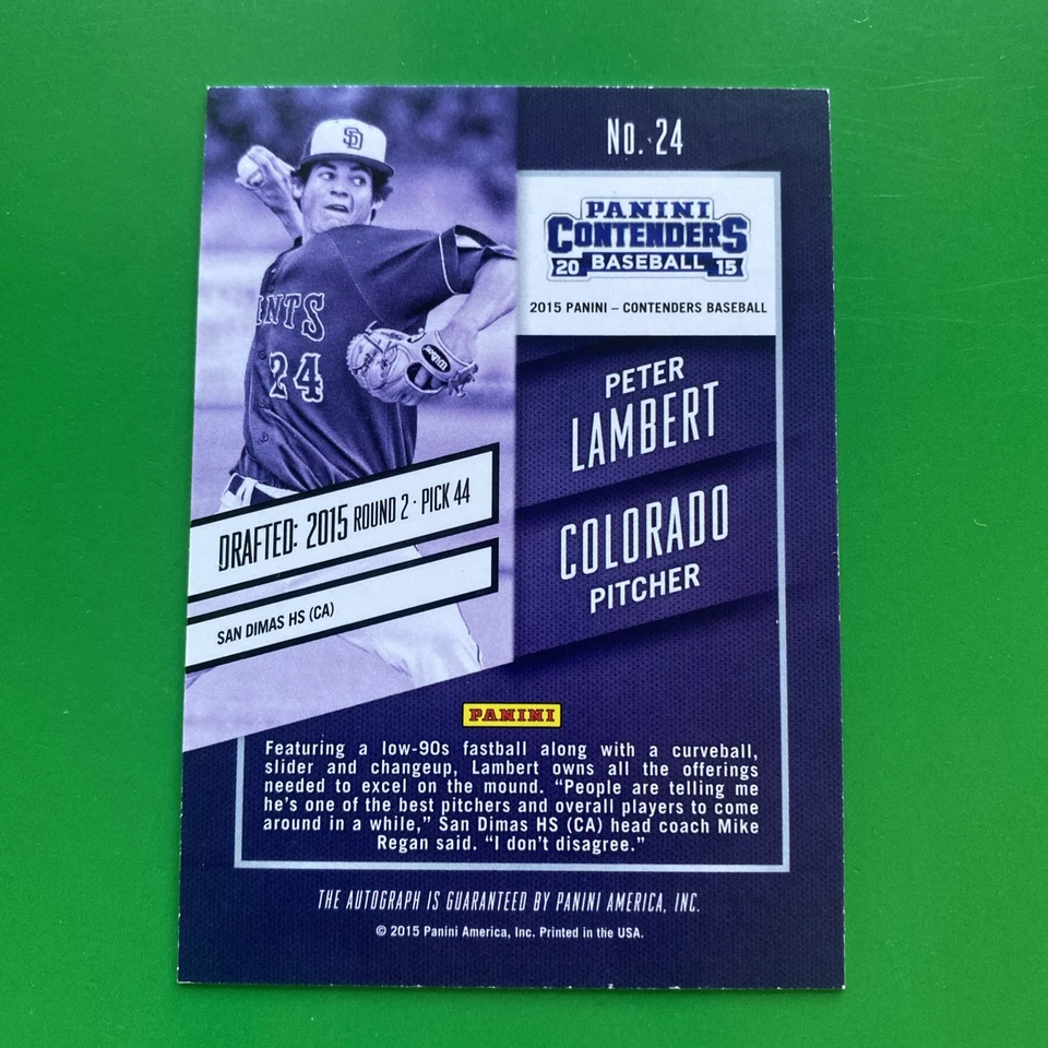 Peter Lambert 2015 Panini Contenders Draft Ticket Rookie Auto Card #24 - Image 2 of 2
