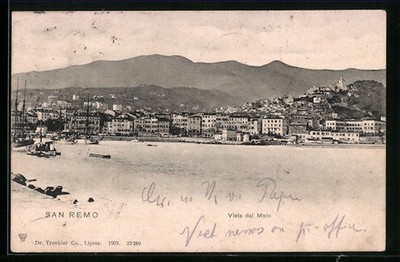 Ansichtskarte San Remo, Vista dal Molo 1906 