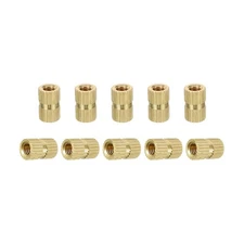 M4x10x6.4mm Knurled Insert Nuts 100 Pack Brass Female Thread Heat Set Nut
