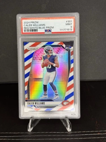 2024 PRIZM #301 CALEB WILLIAMS RED/WHITE/BLUE ROOKIE RC PSA 9 BEARS