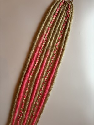 Dreadlock Dreads Ponytail Fall Synthetic Extensions Elastic Hair Tie Blonde Pink