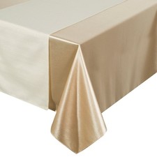 Tischdecke 140x220cm mit Tischl&auml;ufer 33x220cm beige Tischtuch Weihnachten Set